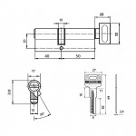 Цилиндровый механизм Apecs SM-90 40х50В Кл-Верт Цилиндровый механизм Apecs SM-90 40х50В Кл-Верт