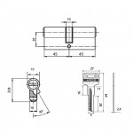 Цилиндровый механизм Apecs SM-90 45х45 Кл-Кл Цилиндровый механизм Apecs SM-90 45х45 Кл-Кл