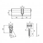 Цилиндровый механизм Apecs SM-100 65х35 Кл-Кл