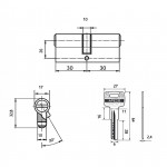 Цилиндровый механизм Apecs SM-60 30х30 Кл-Кл Цилиндровый механизм Apecs SM-60 30х30 Кл-Кл